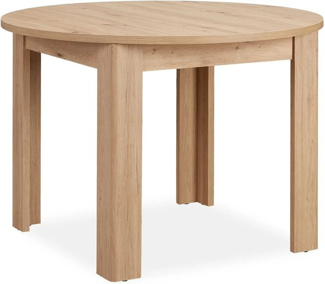 Homestyle4u Esstisch Rund aus Holz in Braun mit Holzmaserung, Durchmesser: 106,5 cm, Höhe: 76,5 cm - Bild 1