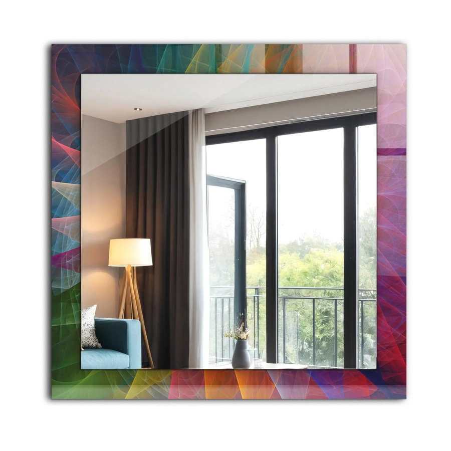 Tulup Spiegel mit abstraktem Spirale-Motivdruck in Multicolor, Rechteckig, B/H: 60 x 60 cm - Bild 2