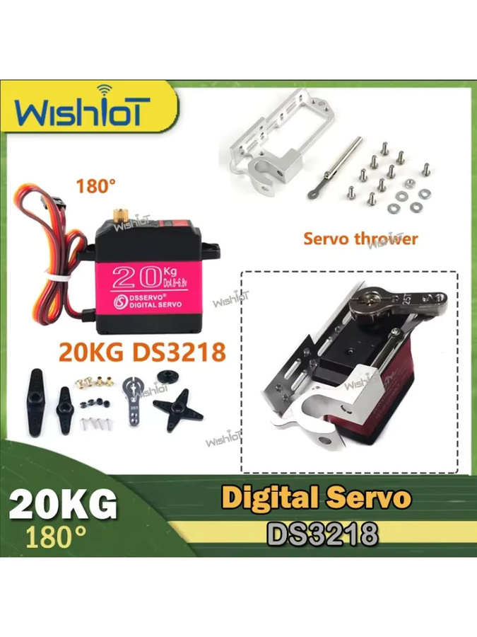 wishiot DS3218 Digitaler Servomotor, 180°, Metallgetriebe, mit 25T Arm - Bild 4