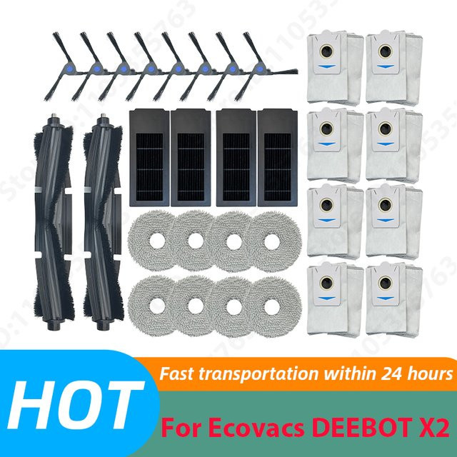 Ecovacs DEEBOT X2 Zubehör-Set mit Hauptbürste, Seitenbürste, Filtern, Wischmopps und Staubbeuteln in Multicolour - Bild 1