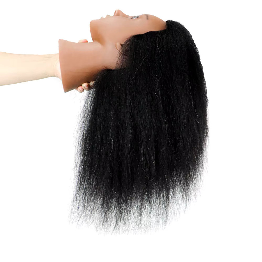Afro Traininghead Mannequin Kopf mit Echthaar, Friseur Ausbildung Dummy - Bild 3