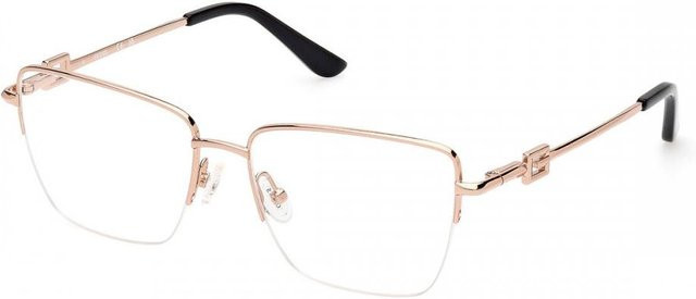 Guess GU2976 Korrektionsbrille, Damen, Halbrand, rechteckig, Metall, beige, gold - Bild 1