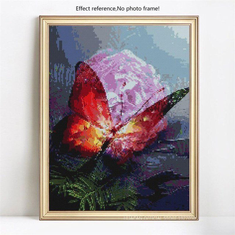 FIYO Diamond Painting Schmetterling 5D DIY Mosaik Set mit runden Steinen, Mehrfarbig, B/H: 20 x 30 cm - Bild 1