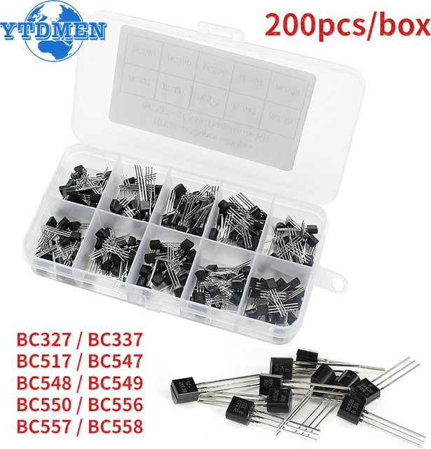 YTDMEN Transistor Kit mit 200 Stück NPN und PNP Transistoren in Schwarz, TO-92 Gehäuse, Modelle BC327 BC337 BC517 BC547 BC548 BC549 BC550 BC556 BC557 BC558 - Bild 1