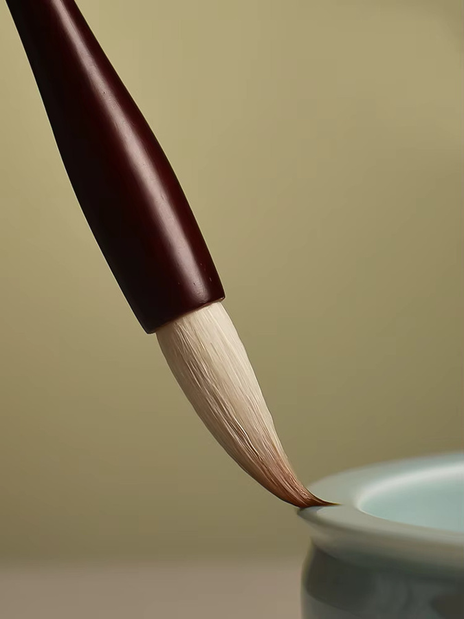 CICILEVEI 3er-Set Kalligraphie-Schreibpinsel aus Redwood mit Wieselwolle-Haar in Braun und Multicolour für Übungssätze - Bild 3