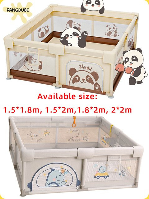 PANGDUBE Panda Dinosaurier Baby-Laufstall und Sicherheitszaun für Kleinkinder von 0-6 Jahren in Grau oder Beige, B/T/H: 150 x 72 x 65 cm - Bild 1