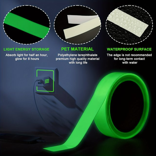 Wasserfestes fluoreszierendes Klebeband im 3-Rollen-Set, grün, leuchtendes Klebeband für Angelruten und Seile - Bild 1