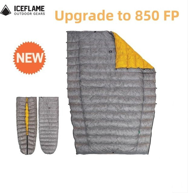 HIKEBURGER ICE Flame NXT 850FP Daunendecke für Outdoor-Camping, ultraleichte Entendaunendecke in Grau - Bild 1