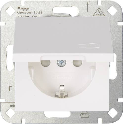 Kopp 1fach Einsatz Schutzkontakt-Steckdose mit Klappdeckel HK 07 Reinweiß - Bild 1