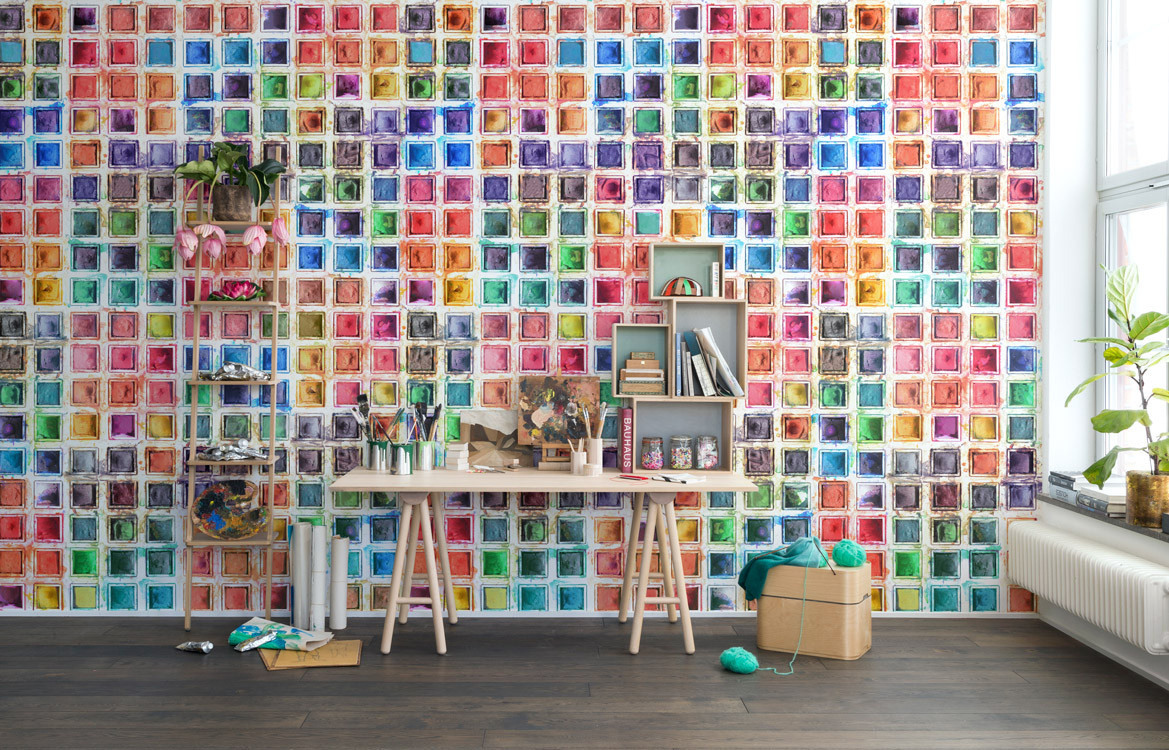 Rebel Walls Mural Rainbow Palette Wandtattoo mit geometrischem Design in Mehrfarbig - Bild 1