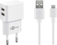 Goobay Micro-USB Dual-Ladeset 18 Watt in Weiß mit USB-A und Micro-USB Anschlüssen - Bild 1