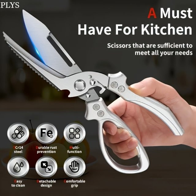 PLYS Automatische Rückprallschere aus Edelstahl in Silber mit ergonomischem Griff und verriegelbaren Klingen - Bild 1