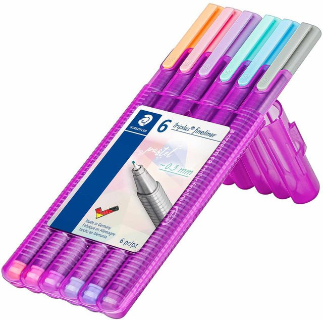 Staedtler Triplus Fineliner 334 Set mit 6 Stück in Pastell Regenbogen Farben - Bild 1