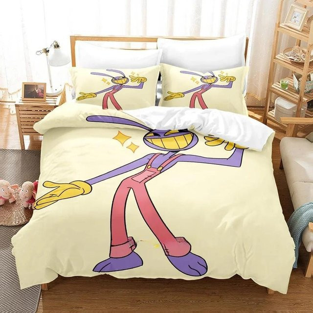 Jinmeige Bettwäsche-Set Das Erstaunliche Digitale Zirkus mit 3D-Druck, dreiteiliges Cartoon Anime Set aus Mikrofaser, Mehrfarbig, B/H: 135 x 200 cm - Bild 1