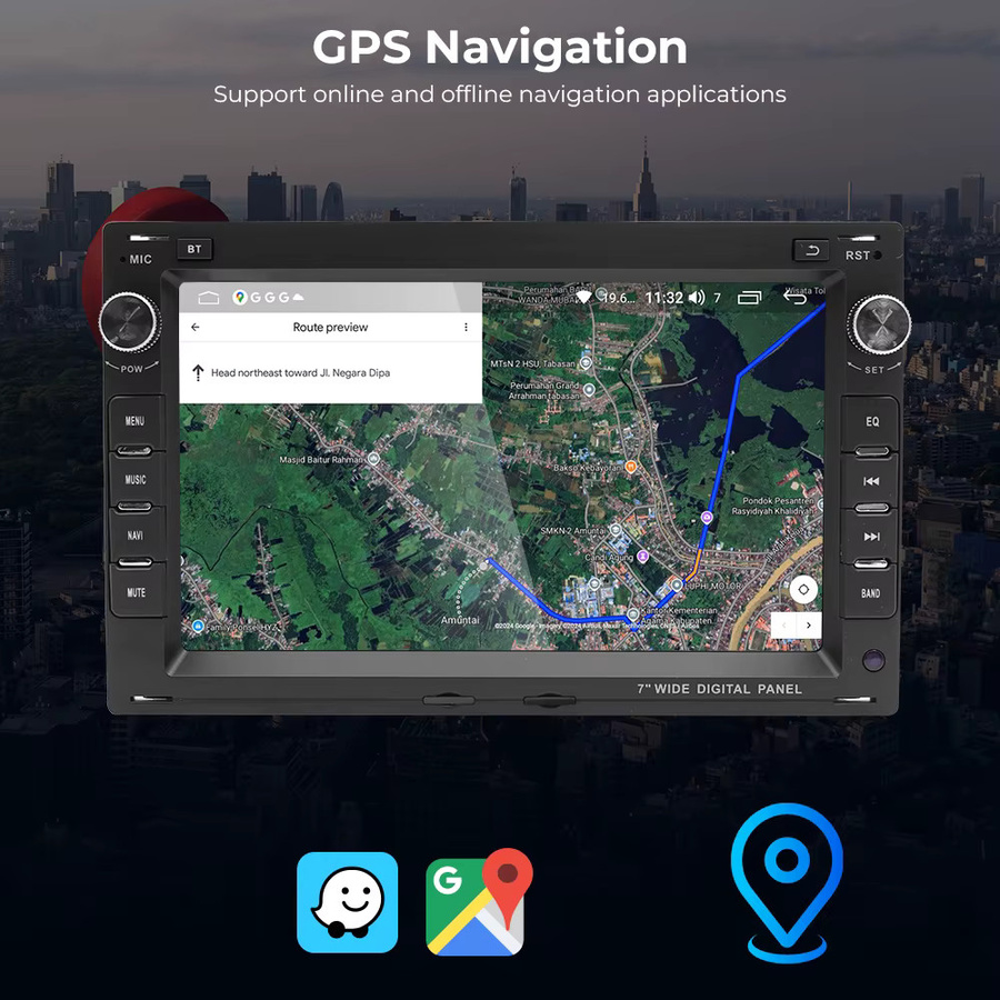 GEARELEC 2 Din Android 14 Autoradio mit 7 Zoll Display für Volkswagen VW Passat B5 MK4 MK5 Golf 4 Polo Bora T5, Schwarz, mit WiFi, Bluetooth und GPS - Bild 4