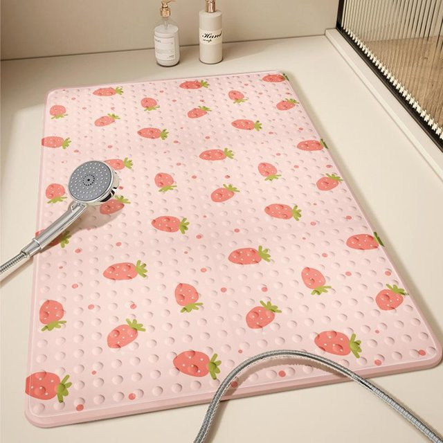 Anti-Rutsch-Badezimmer Matte von Yiran Furniture in Pink mit floralem Design, B/B: 40 x 70 cm - Bild 1