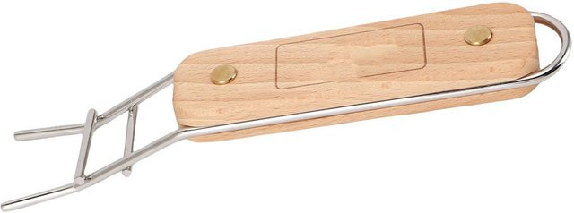 Multifunktionaler Grillheber Fishine aus Edelstahl mit rutschfestem Holzgriff in Beige und Silber - Bild 1