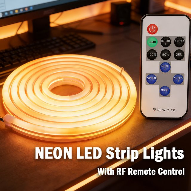 Acosh Neon-LED-Streifen Multicolour, USB 5V, dimmbar und zuschneidbar mit 11-Tasten RF-Fernbedienung, transparentes Silikon-Design für Schlafzimmer und Küche - Bild 1