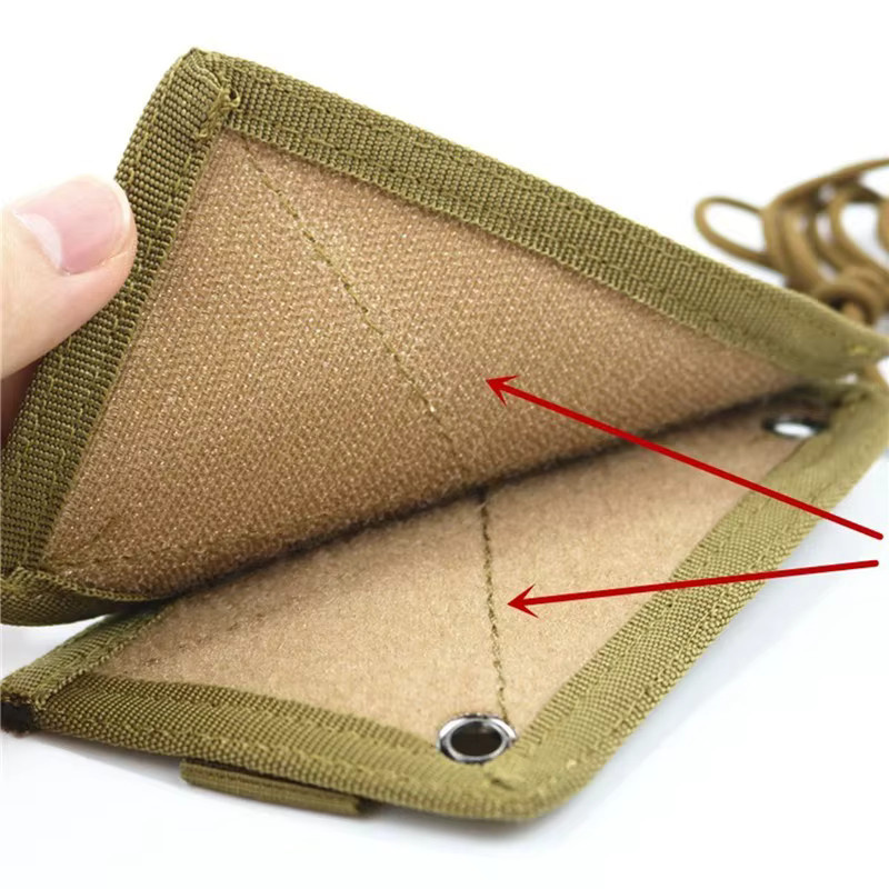 Taktischer Ausweiskartenhalter mit Schlüsselband und Klettverschluss-Patch in Beige und Braun - Bild 1