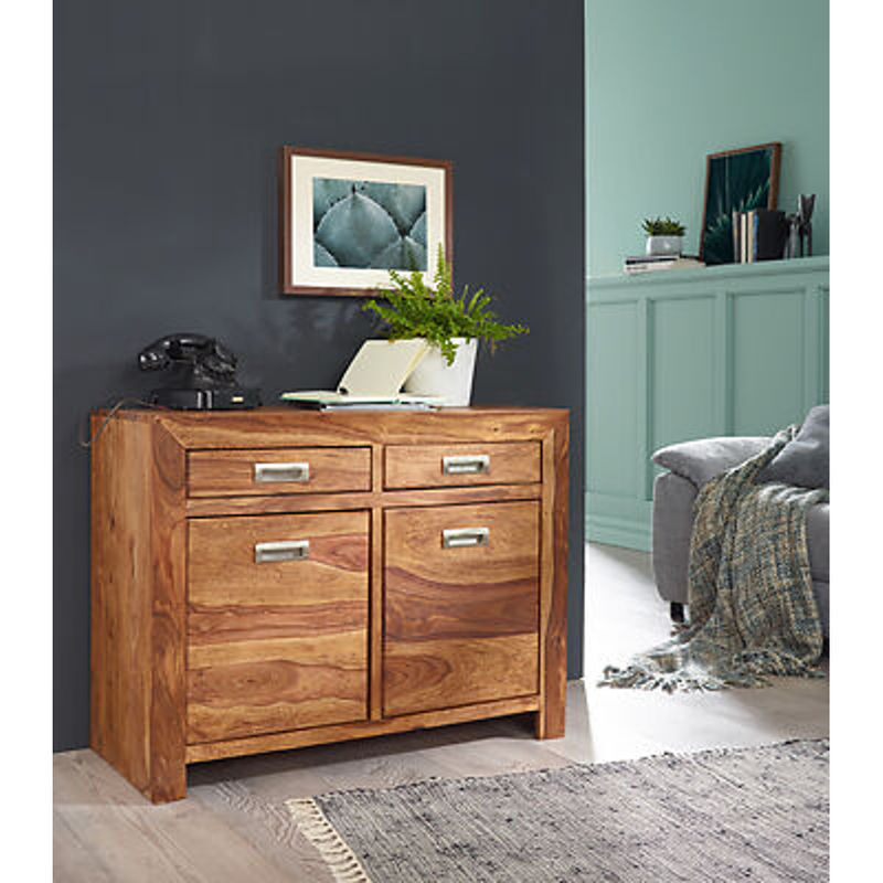 Wohnling Sideboard aus Sheesham Massivholz in Braun B/H/T: 90 x 70 x 40 cm - Bild 3