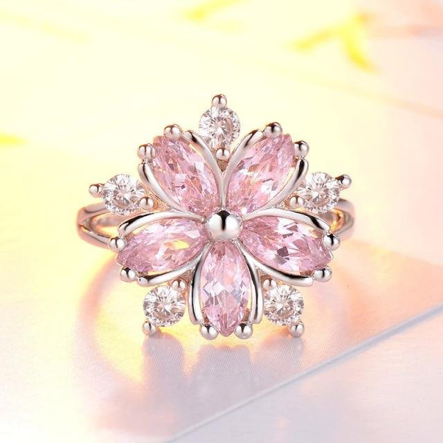 YIRAN Jewelry Blumenring, 925 Silber, Zirkonia, Damen - Bild 1