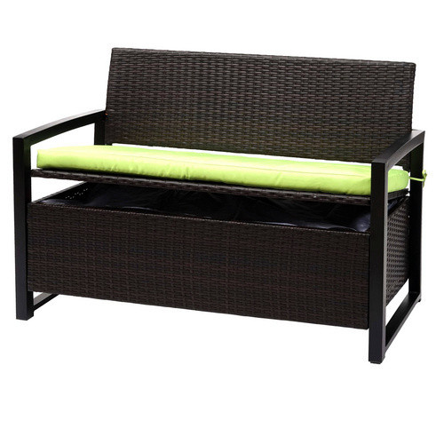 MVG Sitzbank MVG-F39 2-Sitzer mit Sitzkissen aus Stahl und Polyrattan in Braun, B/H/T: 117 x 87 x 57 cm - Bild 4