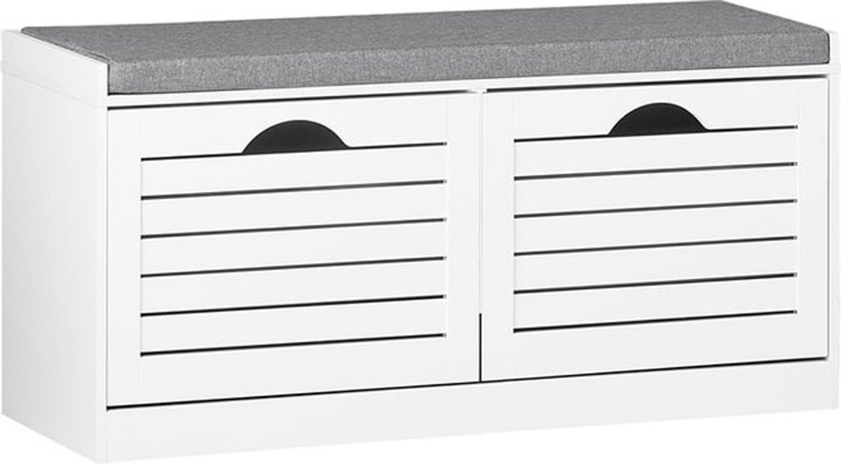SoBuy Schuhregal mit Sitzbank in Weiß für den Flur mit minimalistischem Design - Bild 1
