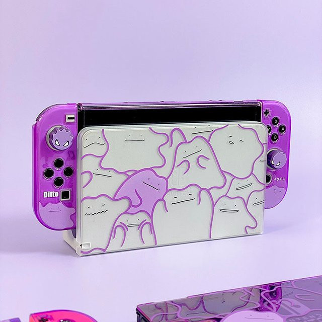 Stoßfeste und kratzfeste Hartschutzhülle im lila Ditto-Design passend für Nintendo Switch, Switch Lite und Switch OLED - Bild 1
