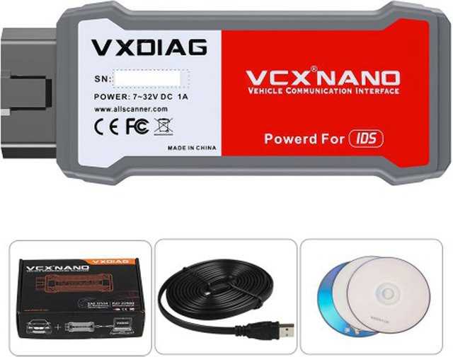 VXDIAG VCX Nano 2-in-1 ECU-Tastenprogrammier-Diagnosetool für Mazda und Ford mit IDS V125 zum Lesen von VIN, Löschen von Codes sowie Diagnose von TPM, DPF, ABS und Injektoren - Bild 1