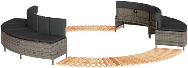 vidaXL Whirlpool-Umrandung aus grauem Poly-Rattan und geöltem Akazien-Massivholz - Bild 1