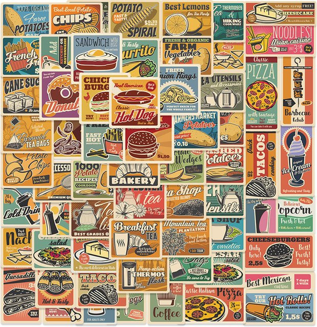 Vintage Retro Papieraufkleber in Multicolour für Scrapbooking und Journaling - Bild 1