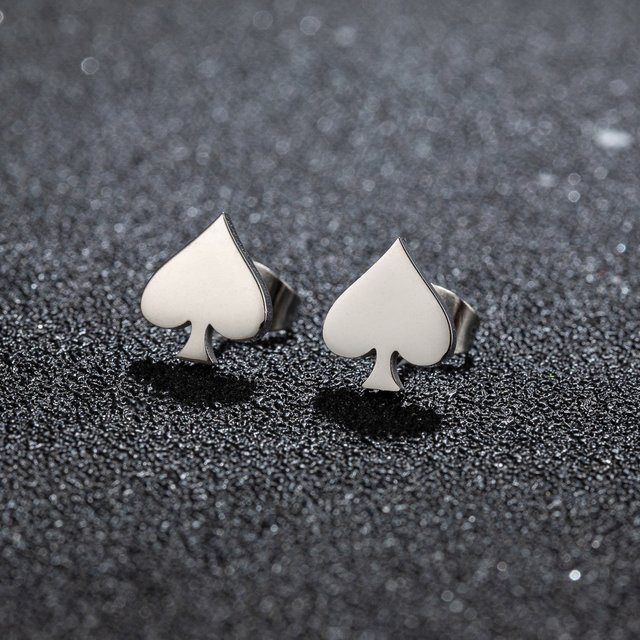 SMJEL Ohrringe Poker Spaten Herz, Edelstahl, Silber, Damen - Bild 1