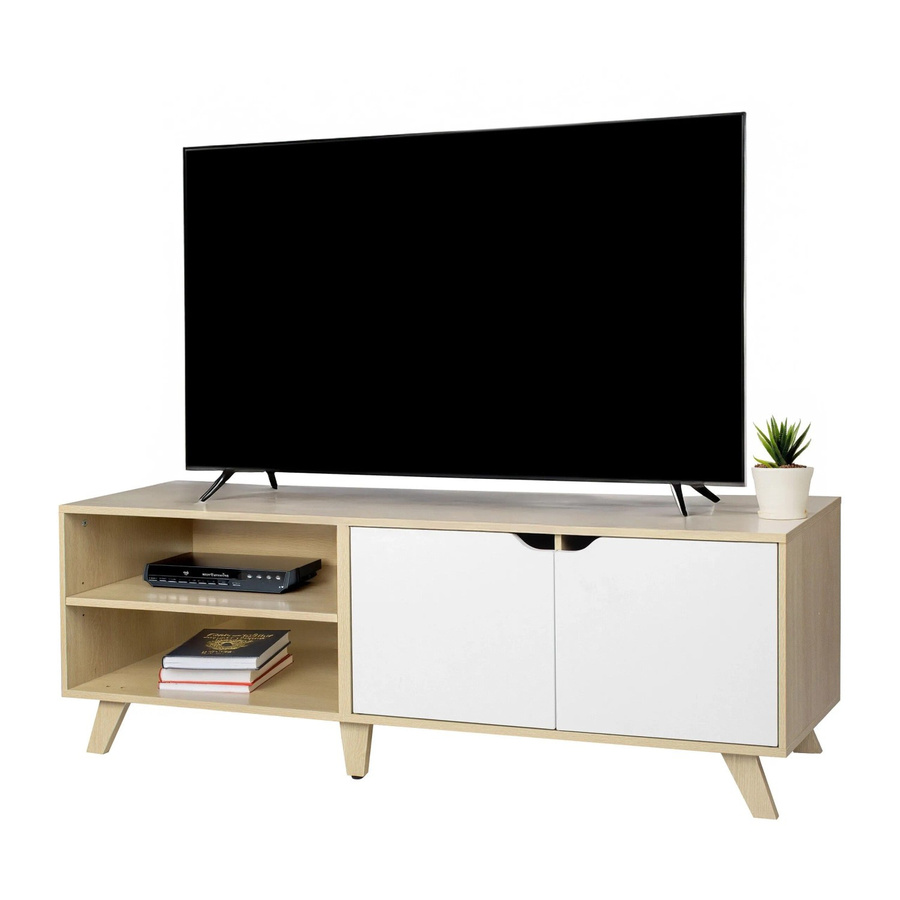 Relaxdays TV Lowboard aus Holzwerkstoff in Weiß mit 6 Fächern, B/H/T: 140 x 50 x 40 cm - Bild 2