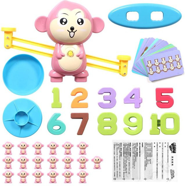 Kidsly Montessori Mathematik-Spielzeug, Affe, digitales Mathematik-Waage-Spielzeug, pädagogisches Ausgleichsskala-Zahlenbrettspiel, Kinder-Lernspielzeug - Bild 1