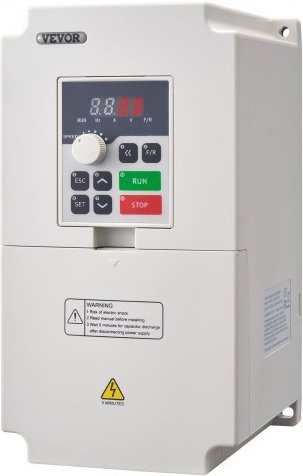 VEVOR Frequenzumrichter VFD 4kW 5HP zur Drehzahlregelung von Spindelmotoren, 3-Phasen-AC 380V Eingang auf 3-Phasen-AC 0–380V Ausgang, 8,5A, 50/60Hz Eingang, 0–2000Hz Ausgang, Farbe: Weiß - Bild 1