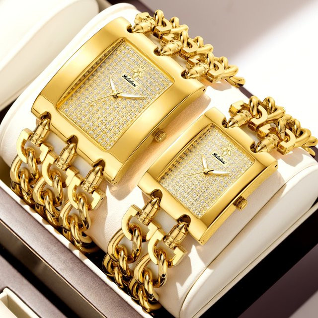 YaLaLuSi Armbanduhr, Gold, Quarz, Analoguhr, Rechteckig, Unisex - Bild 1