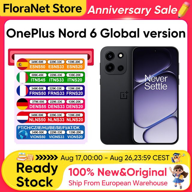 OnePlus Nord 6 5G Smartphone Global Version in Schwarz mit 6,78 Zoll AMOLED-Display, Snapdragon 8s Gen 4, 256 GB Speicher und 7500mAh Akku - Bild 1