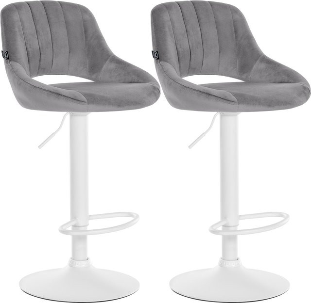 CLP Barhocker 2er Set Milet höhenverstellbar mit Lehne, gepolsterte Barstühle aus Samt in Grau mit Metallgestell und drehbarer Funktion - Bild 1