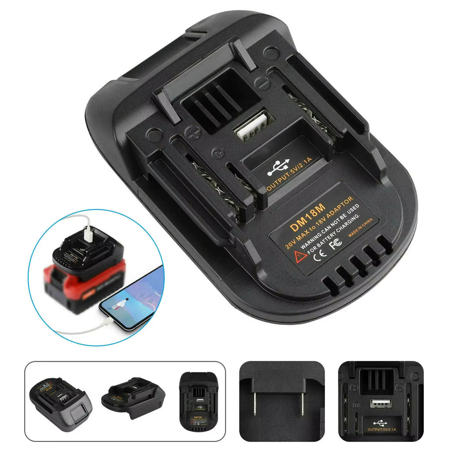 Batterie Konverter Adapter für Milwaukee und Makita 20V bis 18V Li-Ionen Werkzeug Adapter, Schwarz - Bild 3