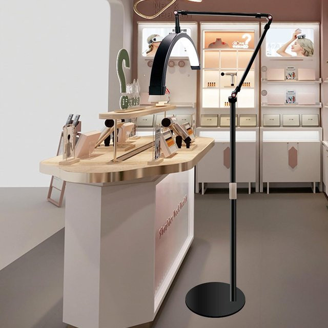 GECOFEER Halbmond-LED-Stehlampe mit einstellbarer Farbtemperatur 3000K bis 6000K, Tragbares Ringlicht für Beauty-Anwendungen wie Wimpern, Hautpflege und Tattoo, Schwarz, H x B x T: 190,0 x 60,0 x 32,5 cm - Bild 1