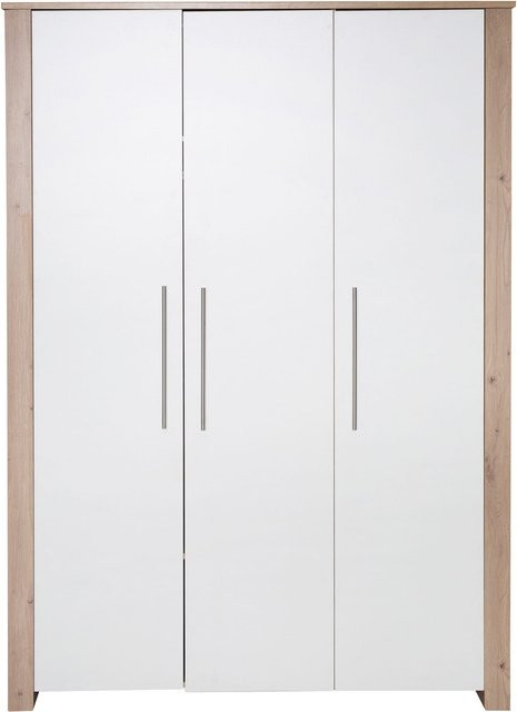 Roba Kleiderschrank Malo 3-türig in Weiß mit Eichen-Optik und Soft-Close-Funktion, B/T/H: 135 x 52,5 x 190 cm - Bild 1