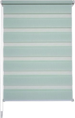 LIEDECO Doppelrollo Klemmfix Day & Night aus Polyester, grün gestreift, B: 160 cm, H: 70 cm, T: 70 cm - Bild 1