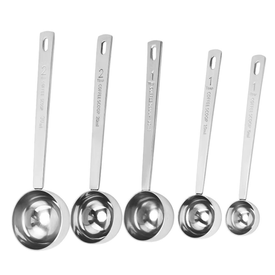 Edelstahl Messlöffel Set in Silber für Pulver und Kaffee, 5 ml, 10 ml und 30 ml - Bild 2