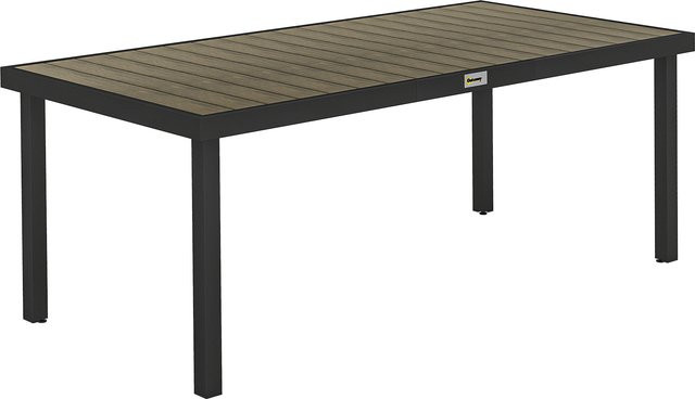 Outsunny Gartentisch aus Aluminium in Holz-Optik, wetterfester Esstisch für 8 Personen, Farbe Braun, B/T: 190 x 90 cm - Bild 1