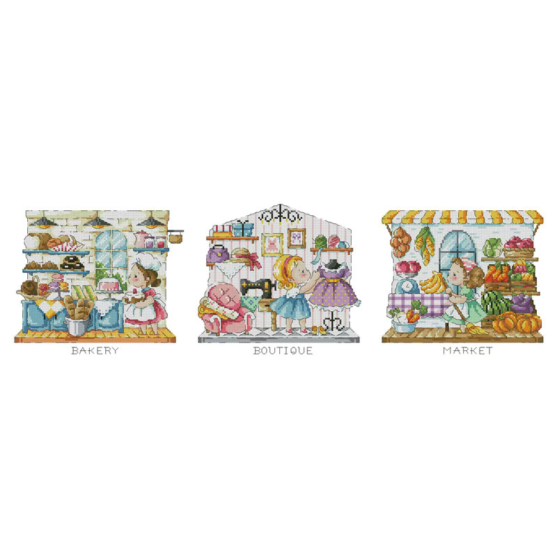 Kreuzstich-Set Saga Girl Store Serie DIY-Stickwerkzeug-Set in Gelb und Mehrfarbig - Bild 2