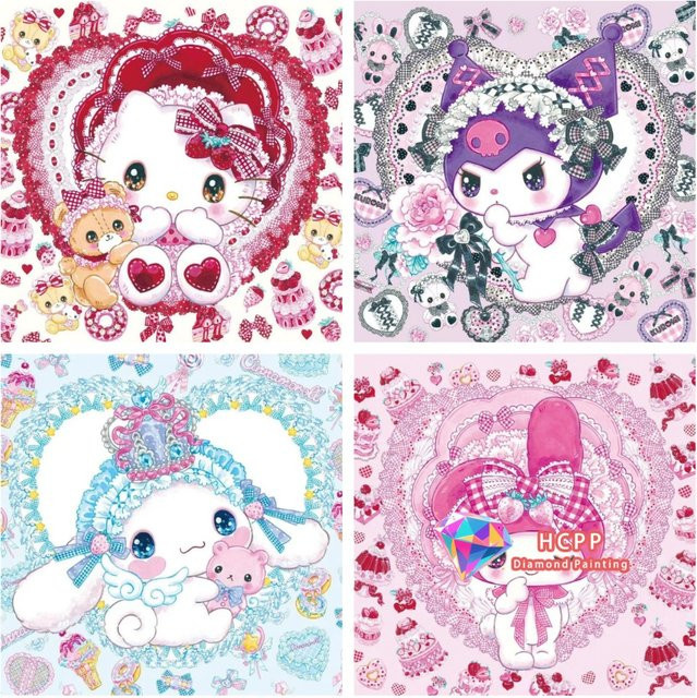TOPTOY Sanrio Kulomi Hello Kitty Cinnamon Melody Diamond Painting Kit, ab 14 Jahren - Bild 1