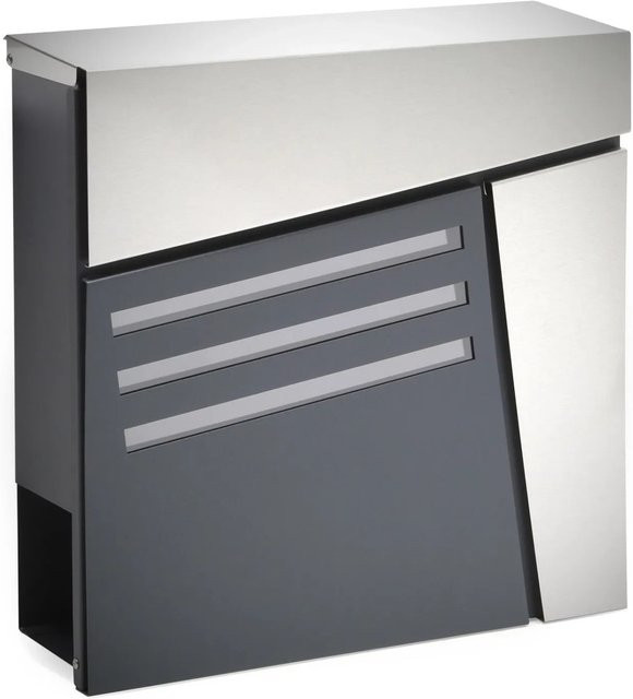 Wiltec Briefkasten V25 aus Edelstahl in Anthrazit, Wandmontage, H x B x T: 37 x 37 x 10,5 cm - Bild 1