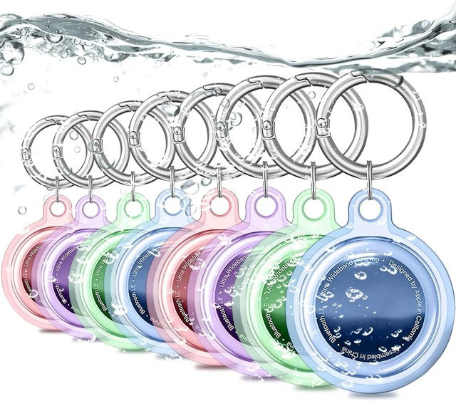 8/4/2er-Pack Apple AirTag Schlüsselanhänger Wasserdicht in Pink und Purple als Halterung für Hunde- und Katzenhalsband oder Schlüsselring - Bild 1