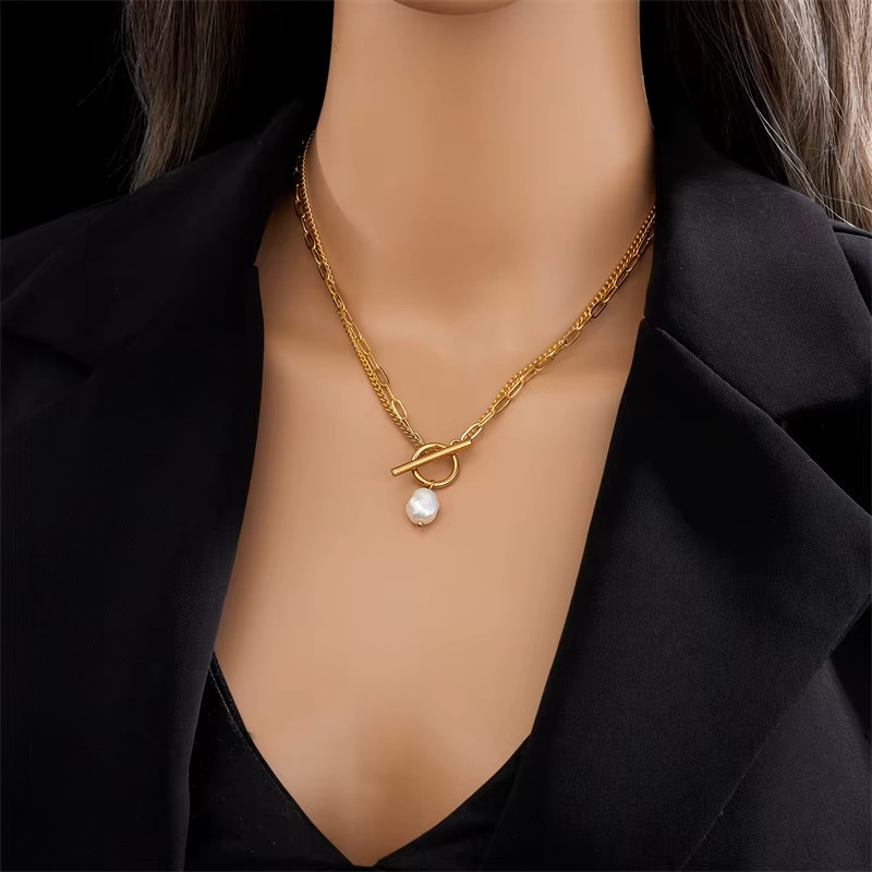 DIEYURO Halskette, Edelstahl, Perle, Gold, Damen - Bild 3