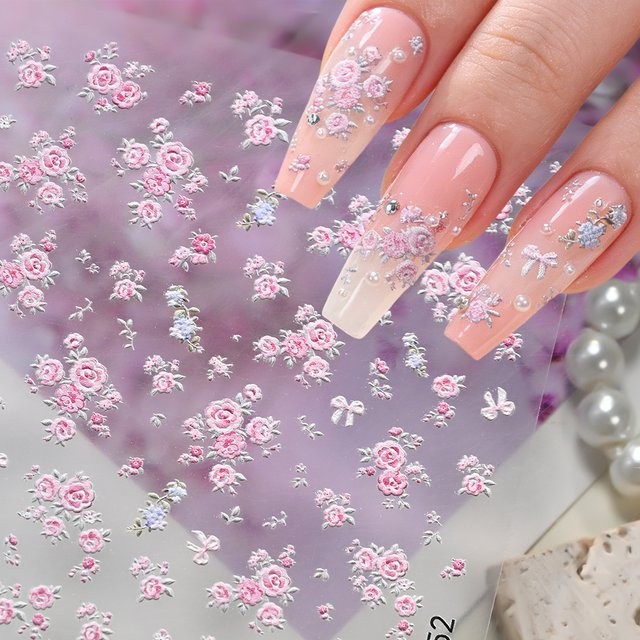 MAFANAILS Nagelsticker, Rosa Rosen, Glänzend - Bild 1